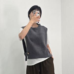 샵앤) 여성 라운드 옆트임 세미크롭 레이어드 니트 조끼 SIU-WVS-4941-차콜