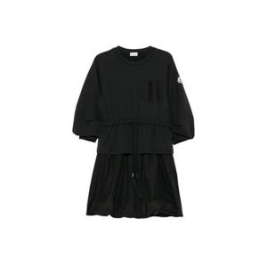 [프렌치샵/국내배송]몽클레어 코튼 드로스트링 웨이스트 레이어드 원피스 8I00014 89A1K 999