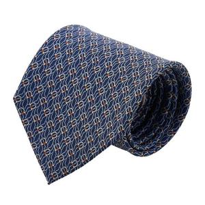 [페라가모] 남성 테트리스 프린트 실크 타이 35 0950 F MARINE 0768563