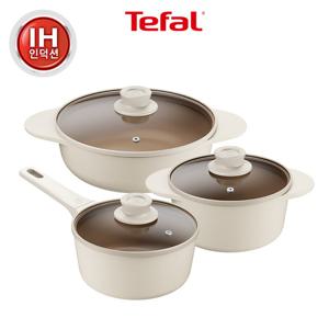테팔 세라믹 인덕션 주물 아이콘 오트밀크 냄비 3종 (편수18+양수20+전골24)