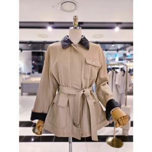 [에고이스트] EGER1LJ261 카라배색 벨티드 중기장 리얼 레더자켓 (25년 봄)