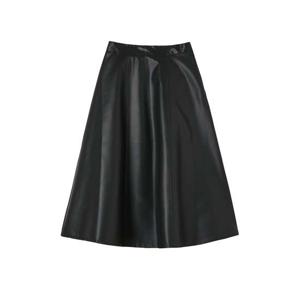 [랩]페이크레더 뒷밴딩 플레어 롱스커트(AR4LSB40)