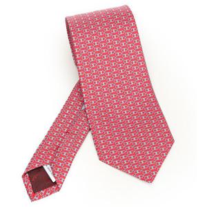 25 FW 페라가모 레드 실크 프로쏘 간치니 프린트 타이 351217