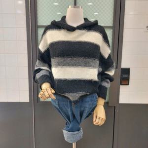 [반에이크]반에이크 레이롤 단가라후드니트VB4ZKTQ301Z_SC