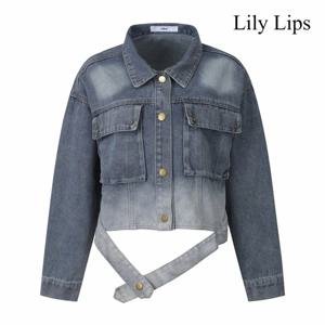 [릴리립스] 컷팅 밑단 그라데이션 데님 자켓 (YL9JK001)