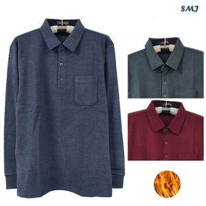 [에스엠진]SMJ1846 남자 기모 카라 티셔츠 긴팔 중년 남성 겨울
