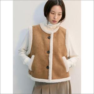 쉬즈미스 세이브존02 무스탕 퍼 트리밍 버튼 베스트 SWUVTP42010