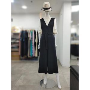 SI 세이브존04 브이넥 슬리브리스 와이드 점프수트 SJO2125030BK