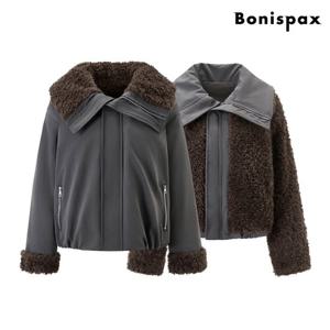 [보니스팍스]리버시블 시어링 덤블 하이넥 야상 점퍼 (XP4JJ020L0)