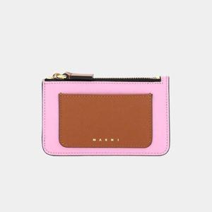 마르니 공용 골드로고 지퍼 카드지갑 모카핑크캔디셀 PFMO0025U2LV520 Z565N