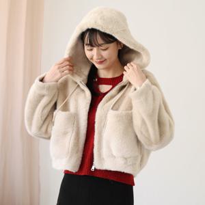 [웬디즈갤러리]빅포켓 후드 페이크 퍼 자켓 / 겨울 아우터 밍크 무스탕 TJK110