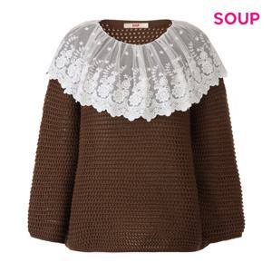 [숲]레이스 빅 카라 펀칭 니트 (S5BLK03)