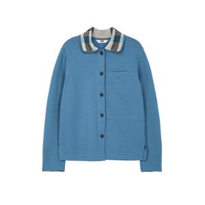 닥스 여성 25FW 터콰이즈 블루 니트 체크 카라 가디건형 티셔츠 DLTS5DE93T2