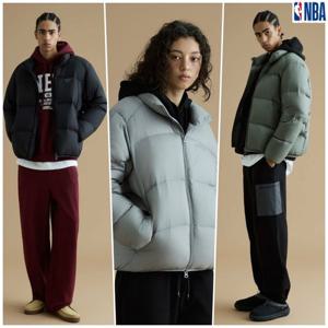 [NBA]N245WD110P GR 남여공용 엔비에이 경량 다운 패딩 점퍼 나일론 루즈핏 오버핏