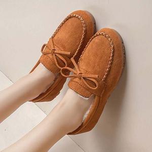 단화 리본 여성 털 방한화 여자 겨울 신발 털 모카신