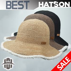 [햇츠온]HatsON 여성 여름 폴리 밀짚 벙거지 햇 모자 H1-2304 AA