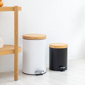우드 무소음 페달 휴지통 5L 트렌드한 무광 디자인 쓰레기통
