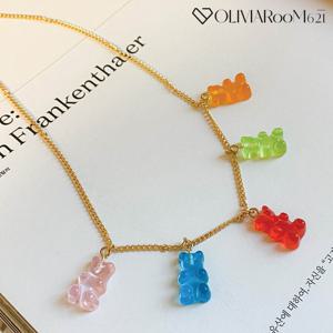올리비아룸621 5마리 하리보젤리 곰돌이 팬던트 목걸이 ON2145