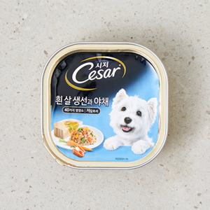 시저 흰살생선과 야채 캔 100g 강아지 사료
