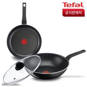 테팔 심플리클린 3종(팬24+웍28+정품유리뚜껑)