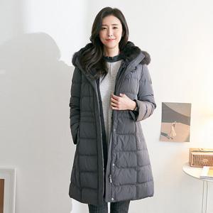 [드리다]엄마옷 드리다 리얼 폭스퍼 토끼털 구스다운 하프 패딩