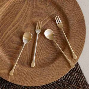 [놋담]유기 둥근 티스푼 티포크 4P세트+백화점 선물포장