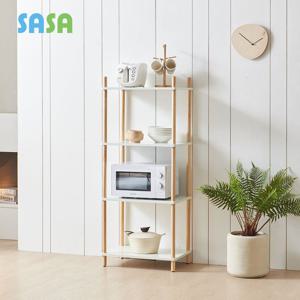 사사가구 이지라운드 원목 선반 렌지대 수납장 화이트 4단