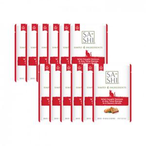 [12개세트] 로우즈 사시 참치&연어 파우치 50g 고양이 간식 고양이 간식