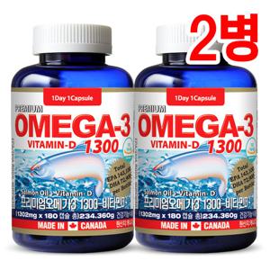 통라이프-프리미엄오메가3 1300+비타민D 6개월-2병