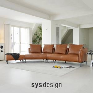 [시스디자인] 덴버 전체 이태리 천연면피가죽 4인카우치소파+스툴(세미아닐린)