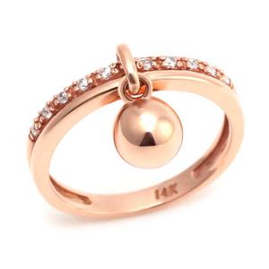 [비앤비골드] 14K 볼 딸랑이 큐빅 반지 SRS29725