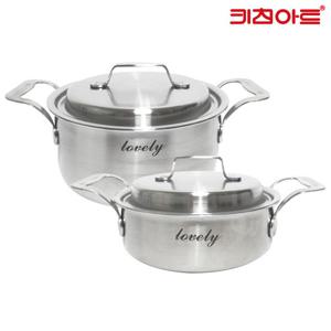키친아트 러블리 IH인덕션 통3중냄비2종20+18전골