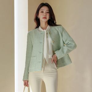 오드 OTN017 노카라 골드 버튼 포켓 트위드 자켓