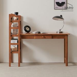 라로퍼니처 몬타 1380 고무나무 원목 h형 3단 컴퓨터 책상 책장 데스크