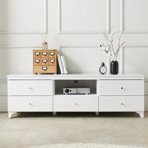 [에띠안]아모르 2단 1500 높은 TV다이 서랍 거실장-화이트