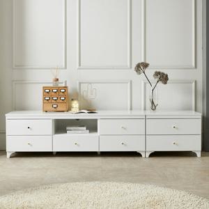 [에띠안]아모르 2단 2100 높은 TV다이 서랍 거실장-화이트