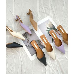 여성 레더 심플 스텔레토 로우힐 블로퍼 RJ-an2303