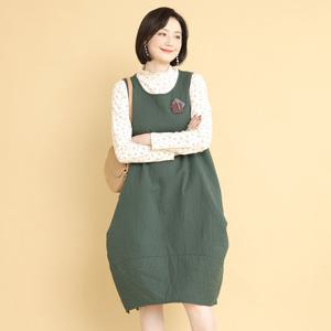 애비뉴투지 엄마옷 솜 패딩 겨울 단색 항아리 롱 원피스 O01252