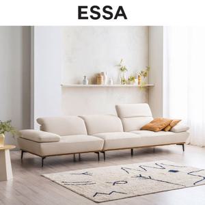 [에싸] 에이렌 4인 헤드기능 리브 패브릭 소파(가죽콤비)