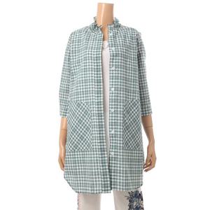 [몬테밀라노]MK103J2209  체크 격자 썸머 아사면 하프 남방 재킷