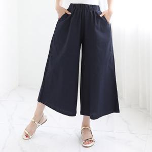 린넨원단 밴딩 와이드팬츠 치마바지 여성용 통바지 무지_GB6767