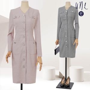 [une] [77까지]럭셔리버튼포켓트위드원피스