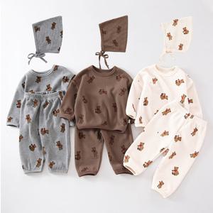 [엠케이] 와플 곰돌이쿠키 유아 상하복보넷세트(73-100) 204600