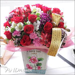 [서울/수도권일부]플라워박스(레드)[꽃배달꽃바구니]