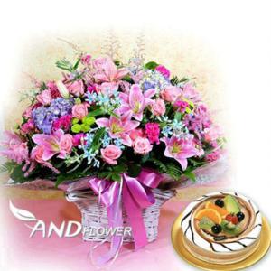 [전국꽃배달] Pink Romantic+케익 [앤드플라워]