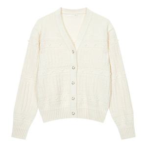 [지컷]텍스처드 조직 브이넥 가디건 7212150101