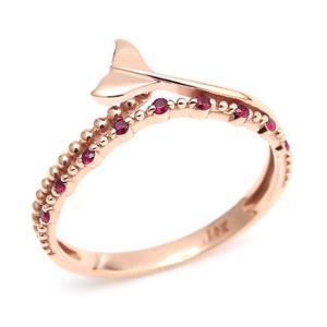 [비앤비골드] 14K 볼볼 고래꼬리 루비큐빅 반지 SRS29962