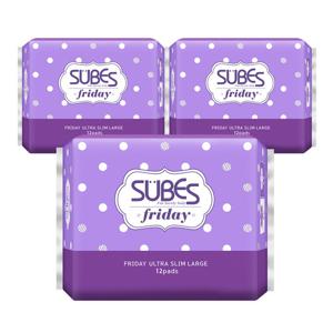 슈베스 생리대 프라이데이 울트라슬림 대형 12p x3팩