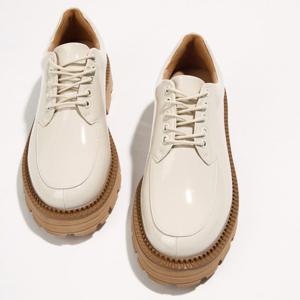 포크슈즈 여성 여자 에나멜 레이스업 로퍼 옥스포드화 4cm/3colo