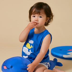 그린베베 국내생산 영유아용 여름 고래고래 편면내의(나시)